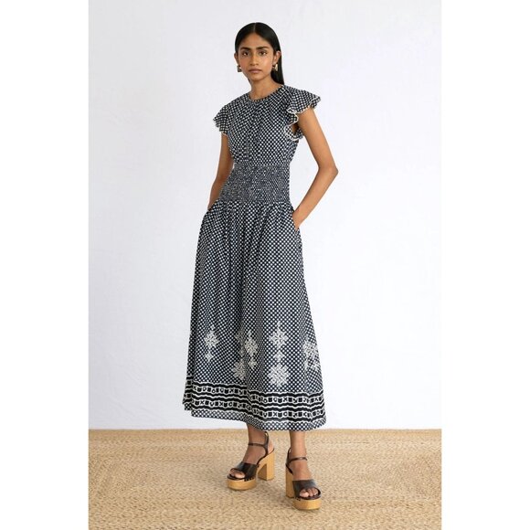 Banjanan Aurelia Victorian Gingham Maxi Dress Midnight Size M NWT - Picture 4 of 16